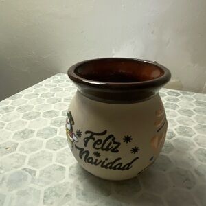 Festive Cream and Brown Ceramic Vase